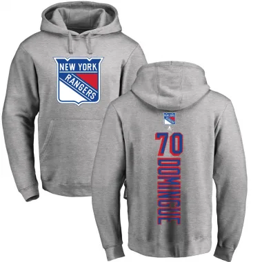 Men's Louis Domingue New York Rangers Branded Ash Backer Pullover Hoodie