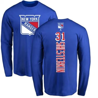 Royal Men's Igor Shesterkin New York Rangers Backer Long Sleeve T-Shirt -