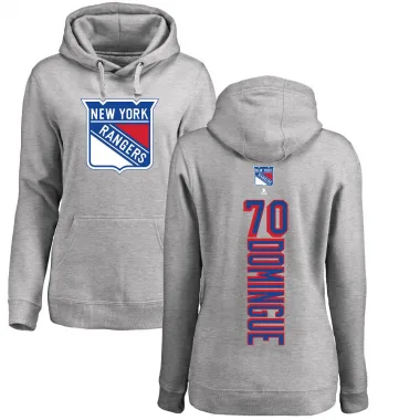 Women's Louis Domingue New York Rangers Branded Ash Backer Pullover Hoodie